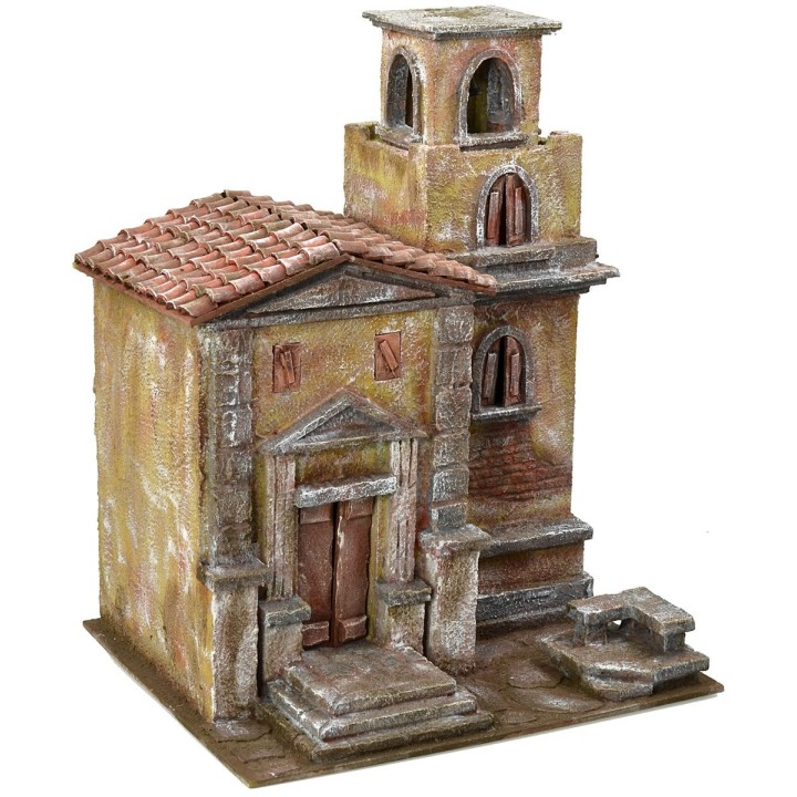 Iglesia con campanario de 35x29x45 cm para estatuas de 10 cm.