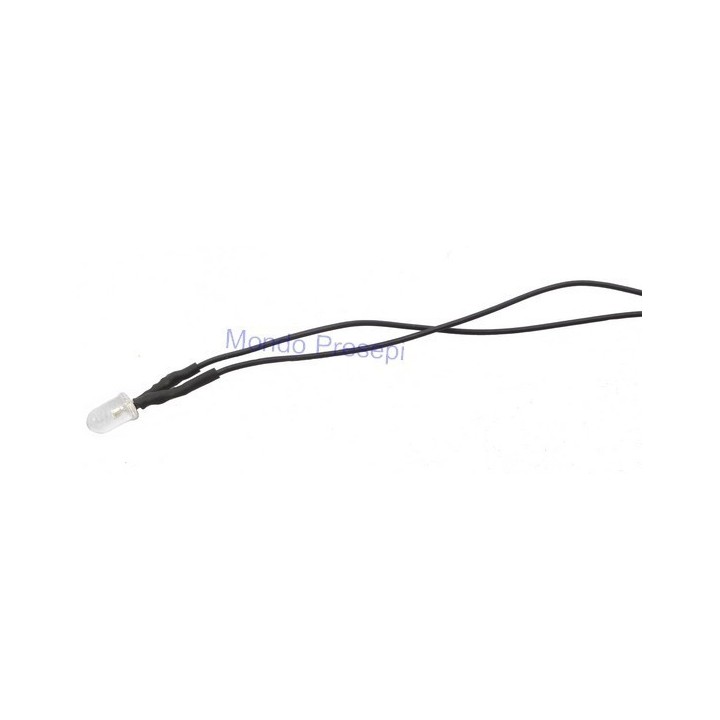 Led 5mm 12v. cablato, luce diffusa classica - calda