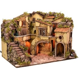 Presepe illuminato con cascata funzionante cm 61x40x43 h