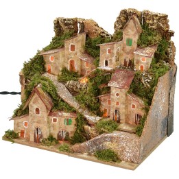 Paesaggio illuminato con villaggio in lontananza cm 20x14x17 h