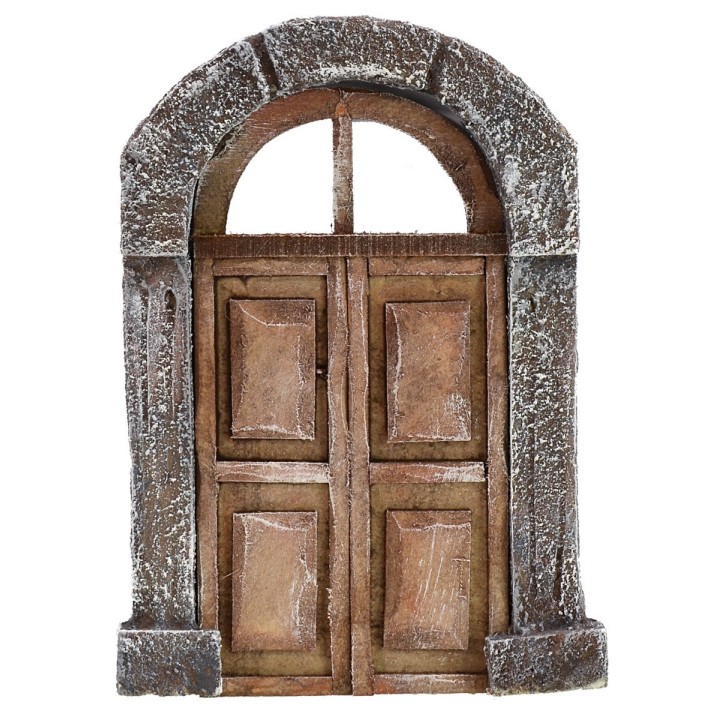 Puerta de madera de dos hojas con arco para estatuas de 12-14