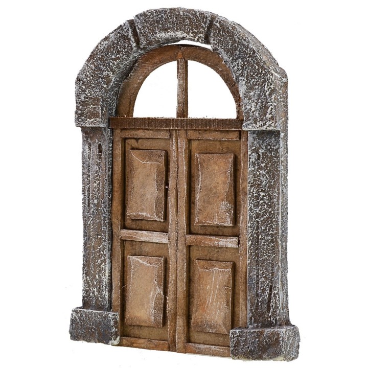 Portone in legno a due battenti con arco per statue cm 12-14 h
