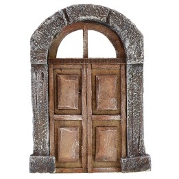 Puerta de madera de dos hojas con arco para estatuas de 8-10 cm