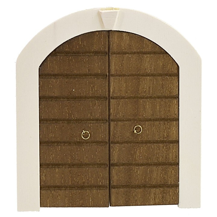 Puerta de doble hoja de madera con marco para estatuas de 10 cm