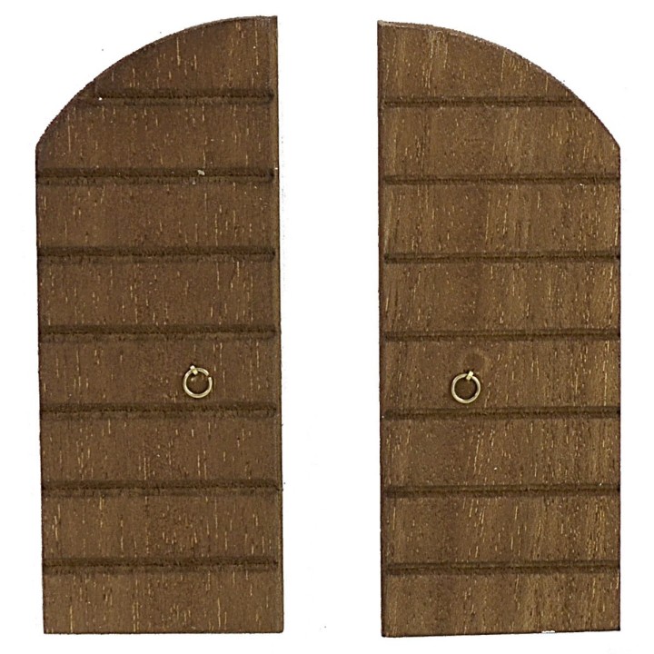 Puerta de doble hoja de madera con marco para estatuas de 10 cm