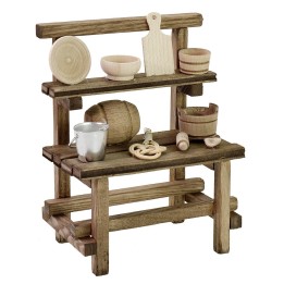 Bancarella con attrezzi assortiti cm 11x7x14 h per Presepe
