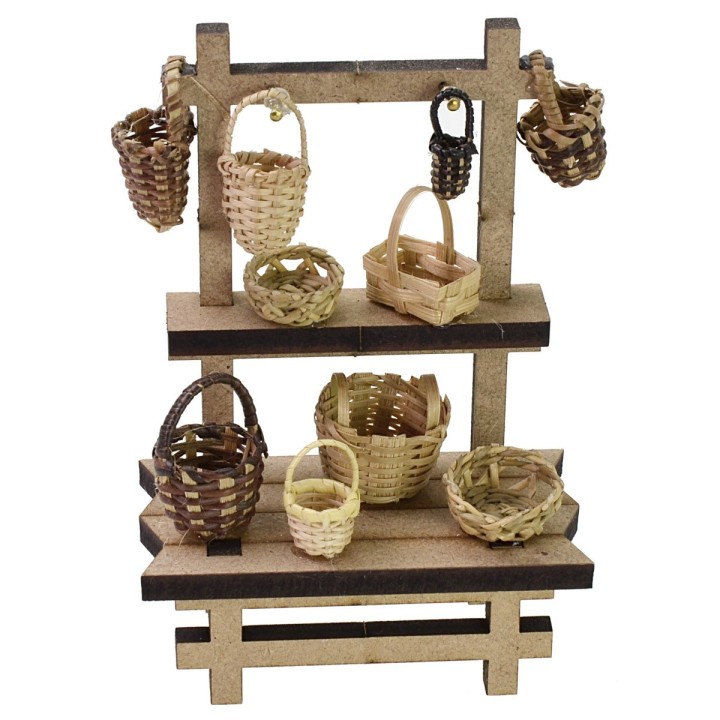 Market stall with baskets cm 10,5x5,5x15 h for Nativity scene