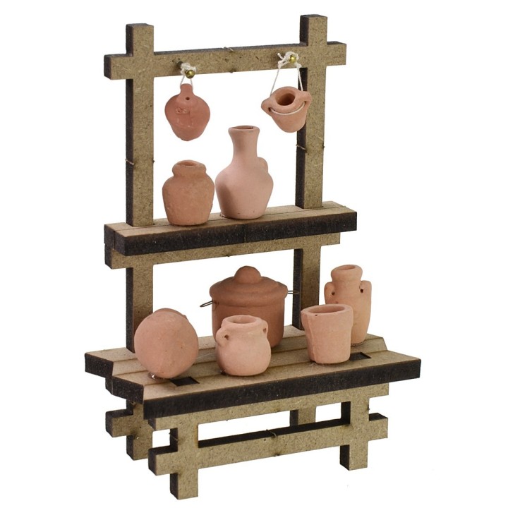 Bancarella con anfore cm 10x5,5x15 h per Presepe