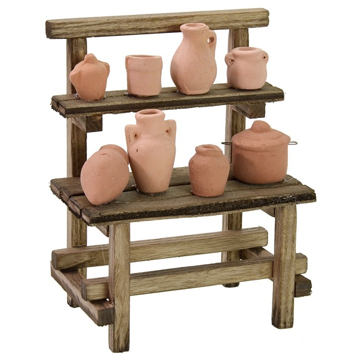 Bancarella con anfore cm 11x7x14 h per Presepe