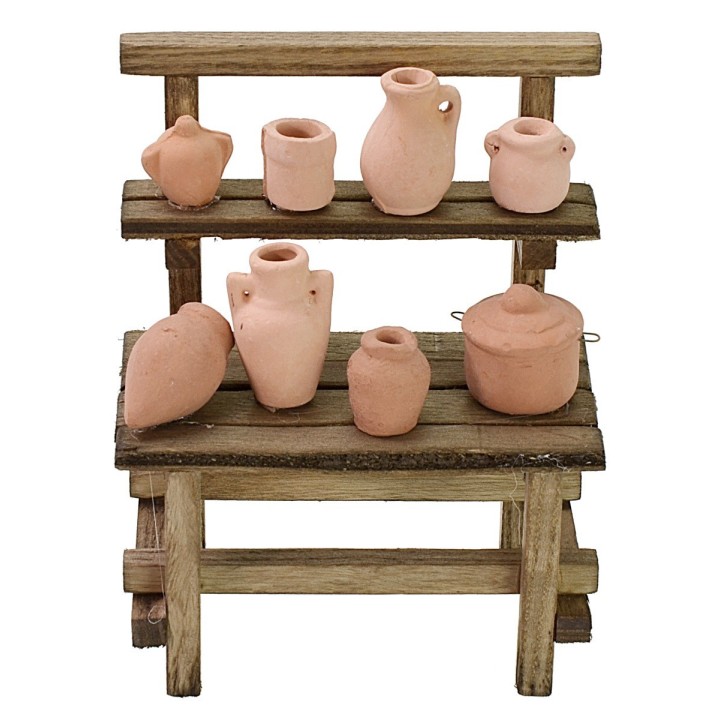 Bancarella con anfore cm 11x7x14 h per Presepe