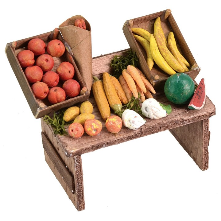 Banco del fruttivendolo cm 9x6x7,5 h per Presepe