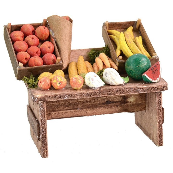 Banco del fruttivendolo cm 9x6x7,5 h per Presepe