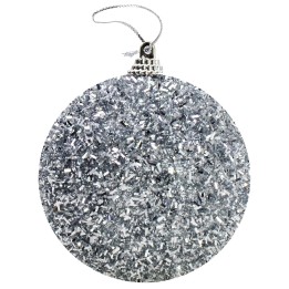 Pallina argento con pagliuzze e glitter ø 10 cm Natale