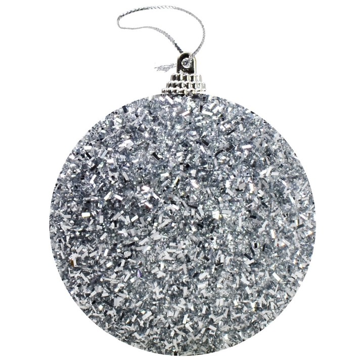 Pallina argento con pagliuzze e glitter ø 10 cm Natale