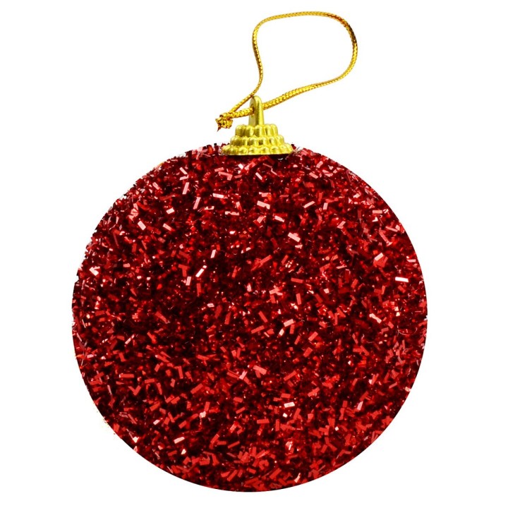 Bola roja con lentejuelas y purpurina ø 8 cm Navidad