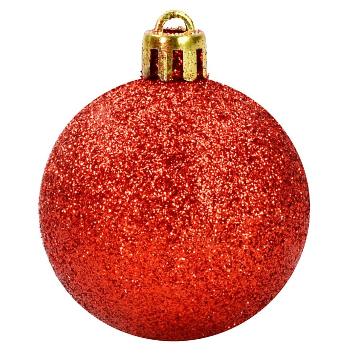 Set 8 palline rosso brillantato ø 8 cm per albero di Natale