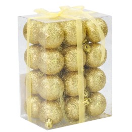 Set 24 palline oro brillantato ø 4 cm per albero di Natale