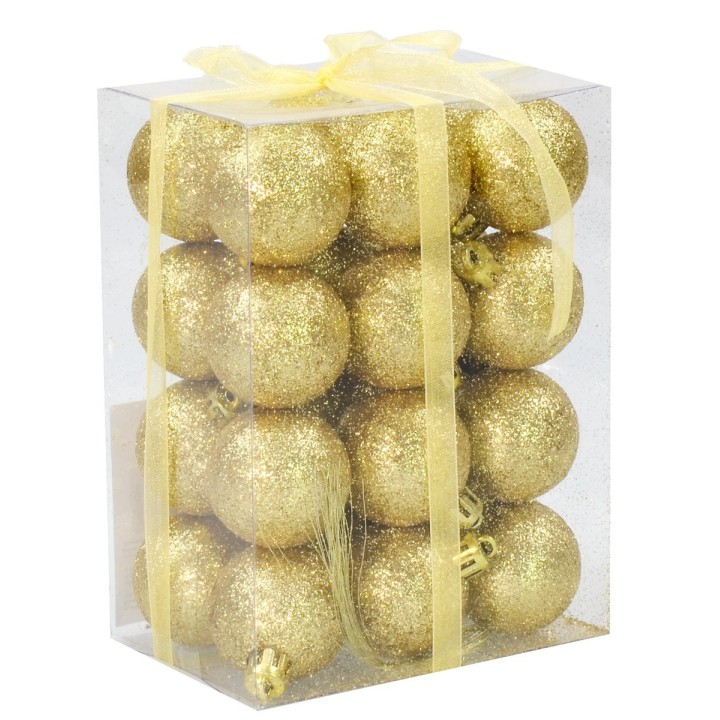 Juego de 24 bolas doradas brillantes de ø 4 cm para árbol de