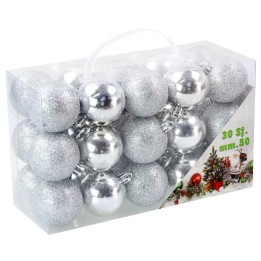 Juego de 30 bolas plateadas de ø 5 cm para árbol de Navidad