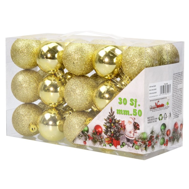 Conjunto de 30 bolas doradas de ø 5 cm para árbol de Navidad.