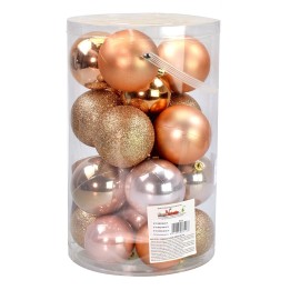 Juego de 24 bolas rosa melocotón de ø 6-7 cm para árbol de
