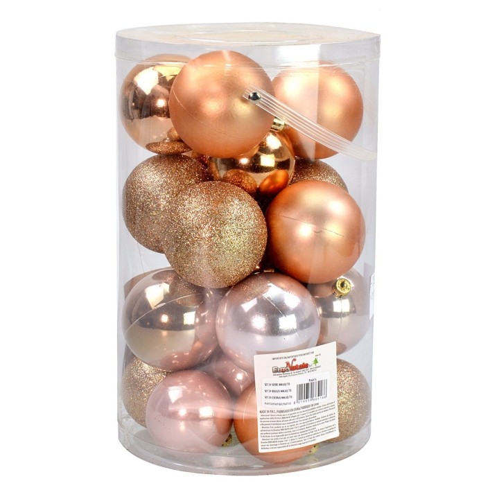 Juego de 24 bolas rosa melocotón de ø 6-7 cm para árbol de