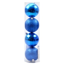 Set 4 palline blu ø 8 cm per albero di Natale
