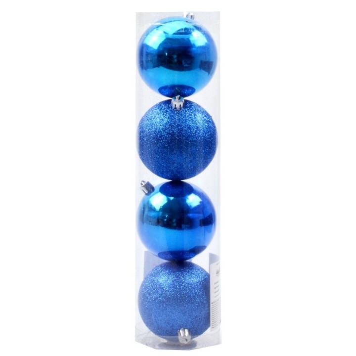 Set 4 palline blu ø 8 cm per albero di Natale