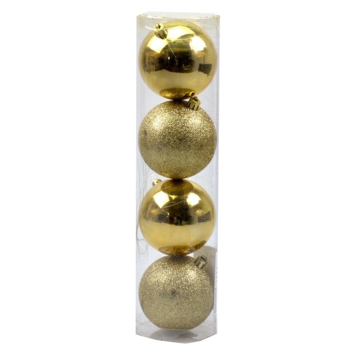 Set 4 palline oro ø 8 cm per albero di Natale