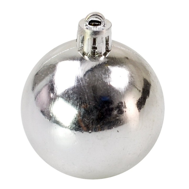 Set 4 palline argento ø 8 cm per albero di Natale