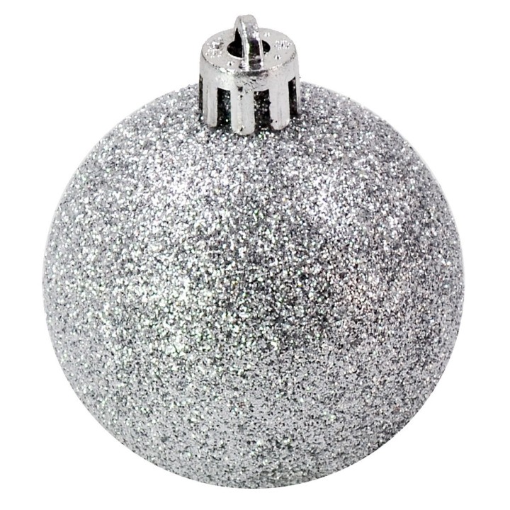 Juego de 3 bolas plateadas con brillantina ø 12 cm para árbol
