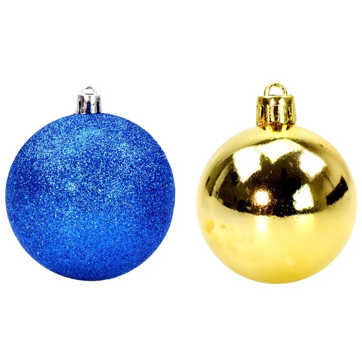 Set 6 palline blu e oro ø 10 cm per albero di Natale