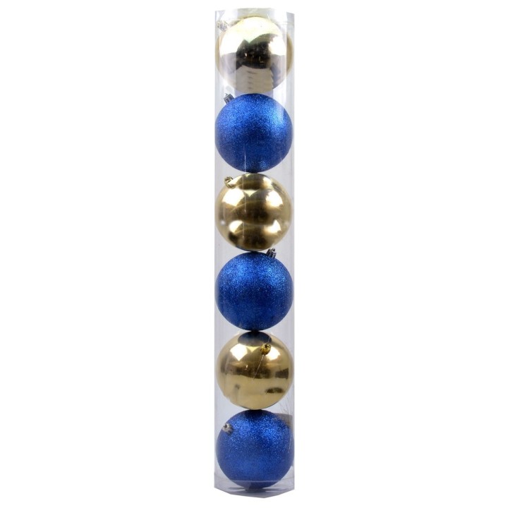 Juego de 6 bolas azul y oro de ø 10 cm para árbol de Navidad