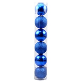 Conjunto de 6 bolas azules ø 10 cm para árbol de Navidad
