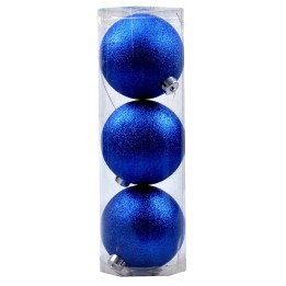 Set 3 palle blu brillantinate ø 12 cm per albero di Natale