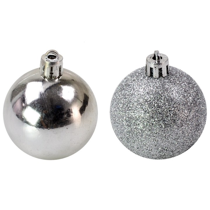Juego de 4 bolas plateadas ø 5 cm para árbol de Navidad