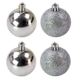 Set 4 palline argento ø 5 cm per albero di Natale