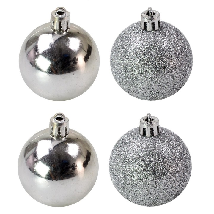 Set 4 palline argento ø 5 cm per albero di Natale