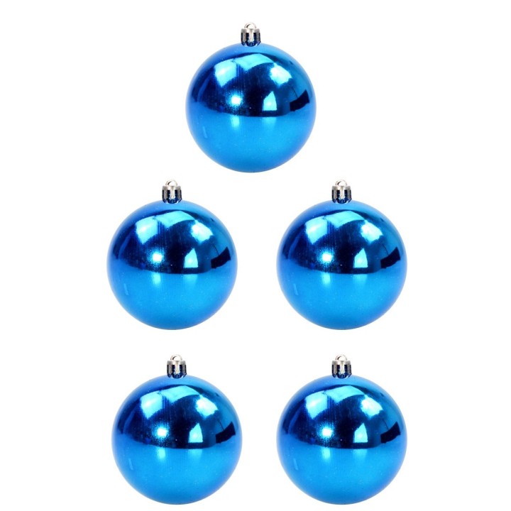 Set 5 palline blu ø 4 cm per albero di Natale