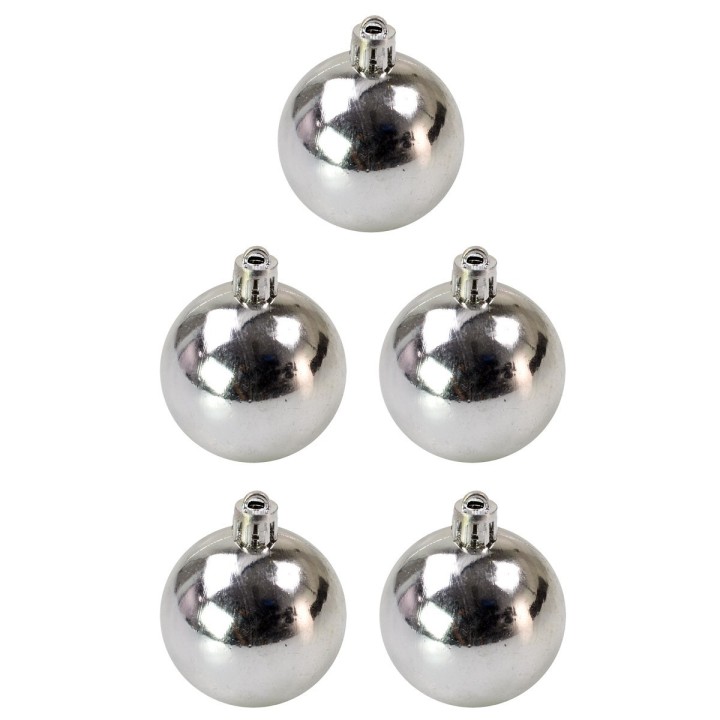 Set 5 palline argento ø 4 cm per albero di Natale