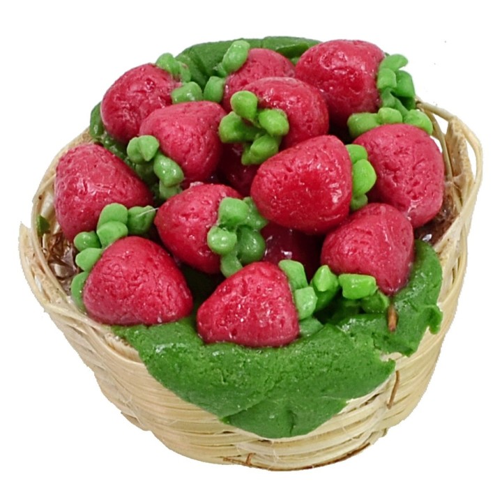 Cestino in vimini con fragole ø 2,5x2 h cm