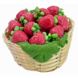 Cesta de mimbre con fresas ø 2,5x2 h cm