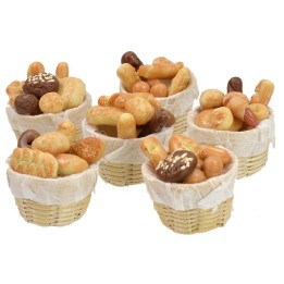 Cestino in vimini con pane assortito ø 2,8x3 h cm