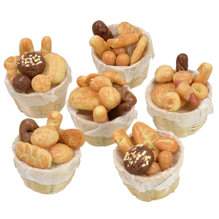 Cestino in vimini con pane assortito ø 2,8x3 h cm