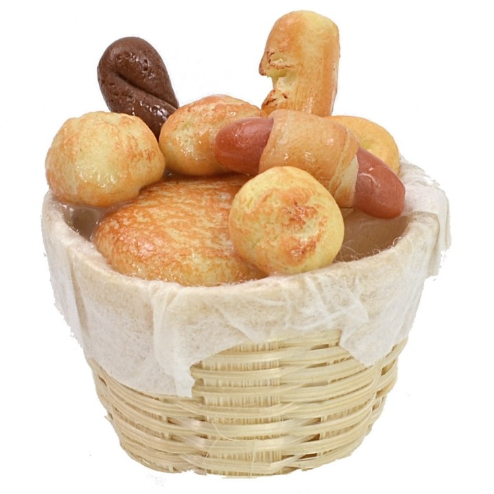 Cestino in vimini con pane assortito ø 2,8x3 h cm