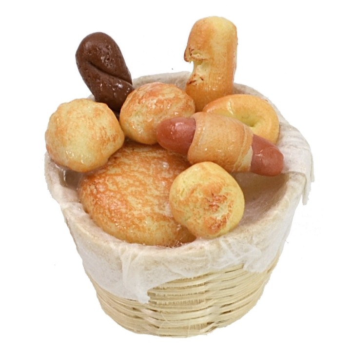 Cesta de mimbre con pan surtido ø 2,8x3 h cm