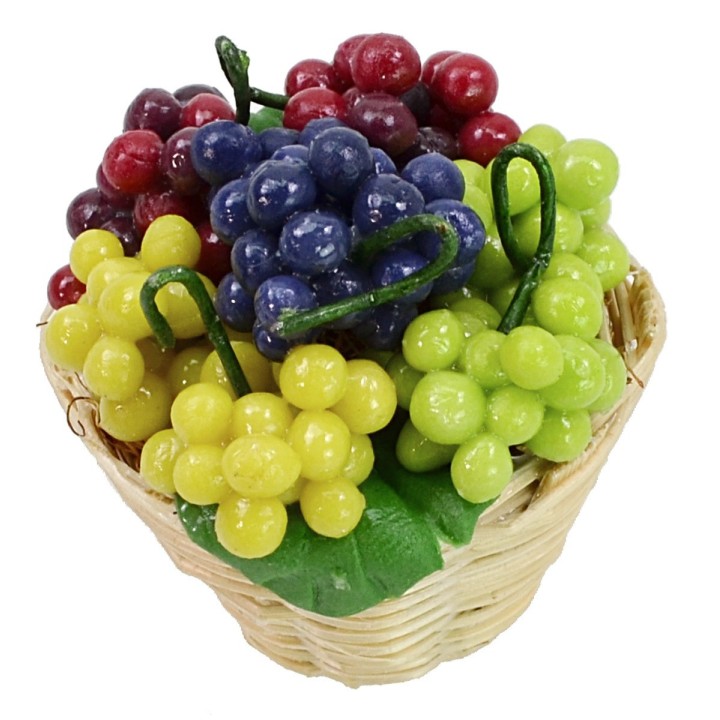 Wicker basket with assorted grapes ø 2,8x3 h cm