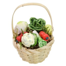 Cesto in vimini con verdure assortite ø 3,6x5,5 h cm