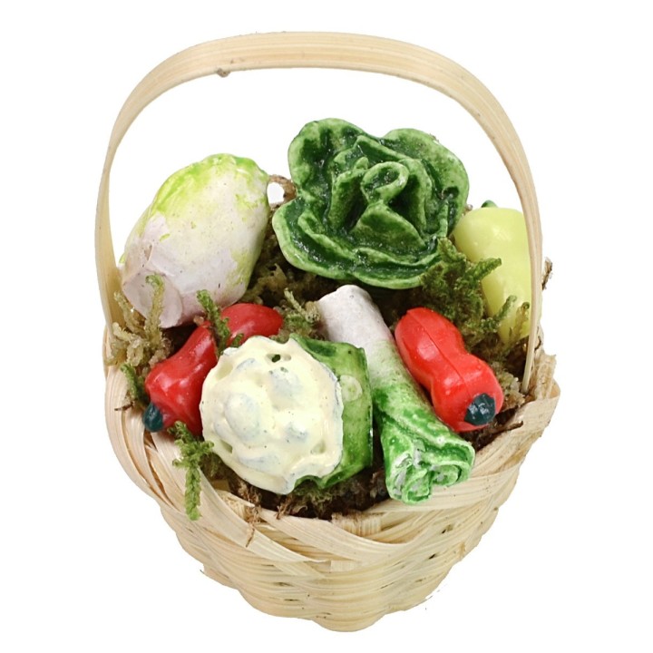 Cesto in vimini con verdure assortite ø 3,6x5,5 h cm