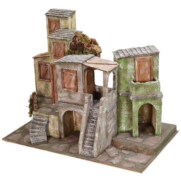 Borgo con case e botteghe cm 50x30x38,5 h